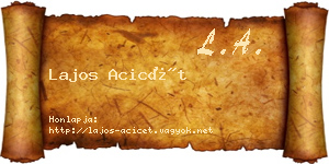 Lajos Acicét névjegykártya